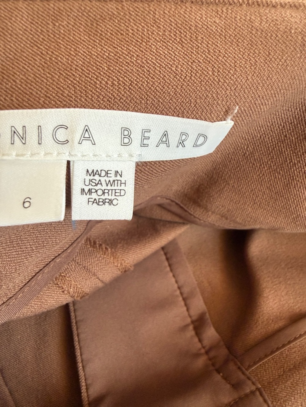 Veronica Beard dell pintuck print light Brown Tailored cropped Trouser 6 - Picture 3 of 8